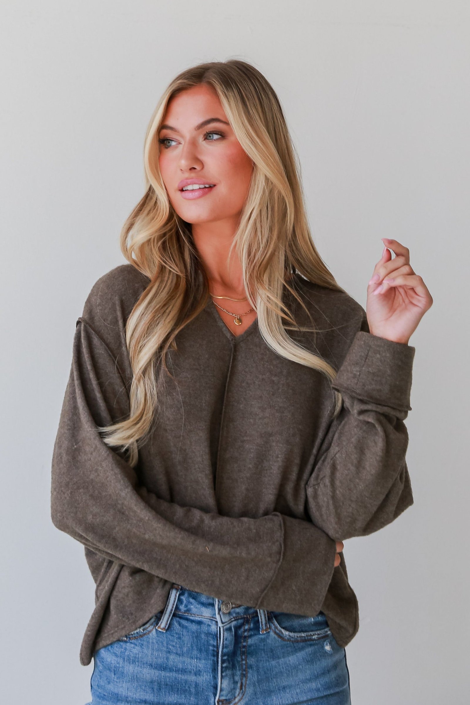 Aurora Olive Brushed Knit Top - DOORBUSTER