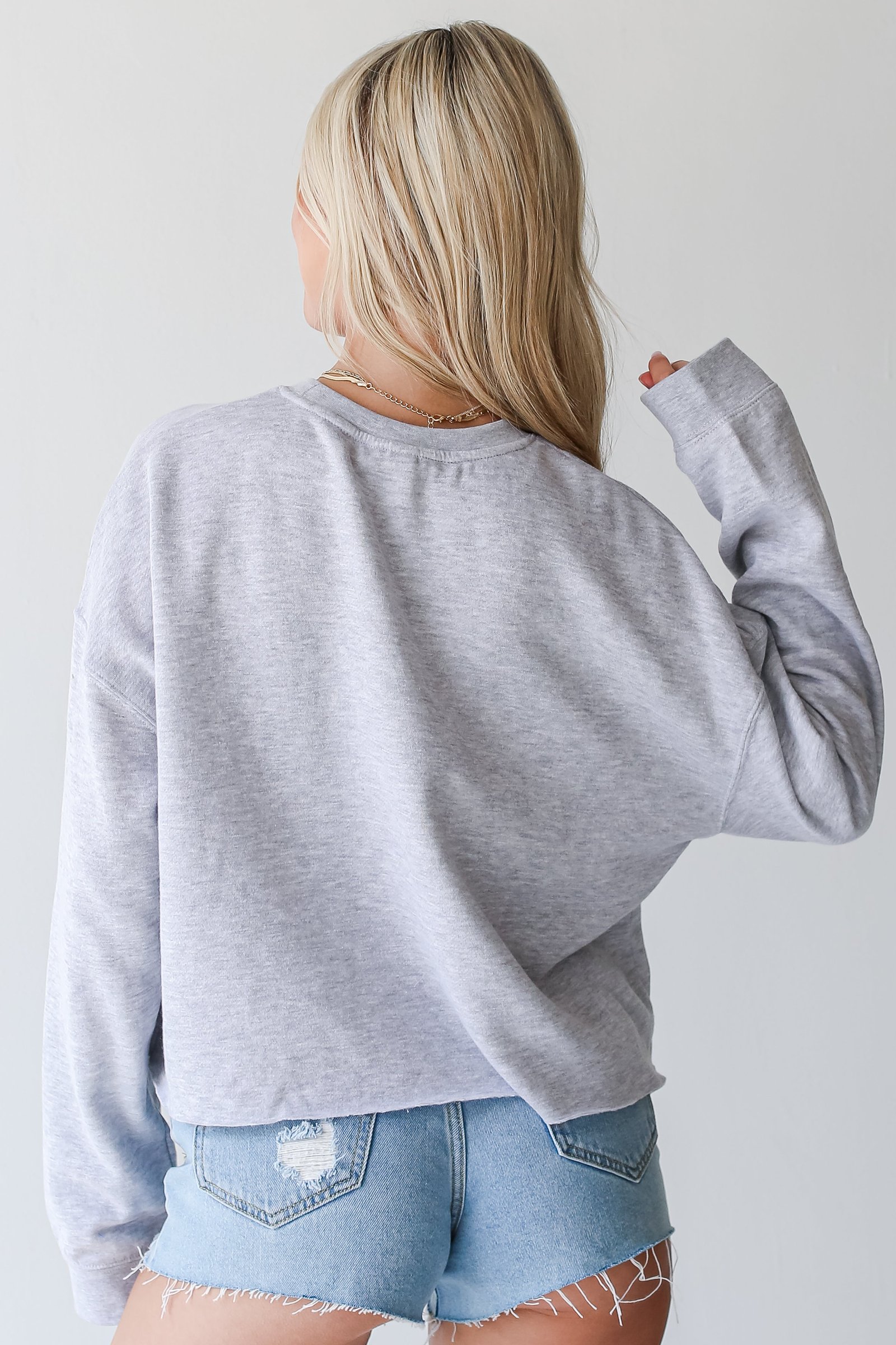 Heather Grey Pray Cropped Sweatshirt